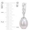 Thumbnail Image 2 of 8.0-8.5mm Oval Cultured Freshwater Pearl and Diamond Accent Twist Drop Earrings in Sterling Silver