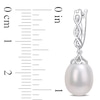 Thumbnail Image 3 of 8.0-8.5mm Oval Freshwater Cultured Pearl and Diamond Accent Twist Drop Earrings in Sterling Silver