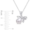 Thumbnail Image 2 of 8.5-9.0mm Oval Cultured Freshwater Pearl and Diamond Accent Bow Pendant in Sterling Silver