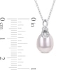 8.5-9.0mm Oval Freshwater Cultured Pearl and Diamond Accent Doorknocker Drop Pendant in Sterling Silver