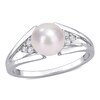 Thumbnail Image 1 of 7.0-7.5mm Freshwater Cultured Pearl and Diamond Accent Tri-Sides Split Shank Ring in Sterling Silver