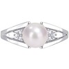 Thumbnail Image 4 of 7.0-7.5mm Freshwater Cultured Pearl and Diamond Accent Tri-Sides Split Shank Ring in Sterling Silver