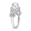 Thumbnail Image 2 of 7.0-7.5mm Cultured Freshwater Pearl and Diamond Accent Beaded Evil Eye Braided Split Shank Ring in Sterling Silver
