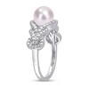 Thumbnail Image 3 of 7.0-7.5mm Freshwater Cultured Pearl and Diamond Accent Beaded Evil Eye Braided Split Shank Ring in Sterling Silver