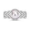 Thumbnail Image 4 of 7.0-7.5mm Freshwater Cultured Pearl and Diamond Accent Beaded Evil Eye Braided Split Shank Ring in Sterling Silver