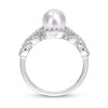 Thumbnail Image 5 of 7.0-7.5mm Freshwater Cultured Pearl and Diamond Accent Beaded Evil Eye Braided Split Shank Ring in Sterling Silver