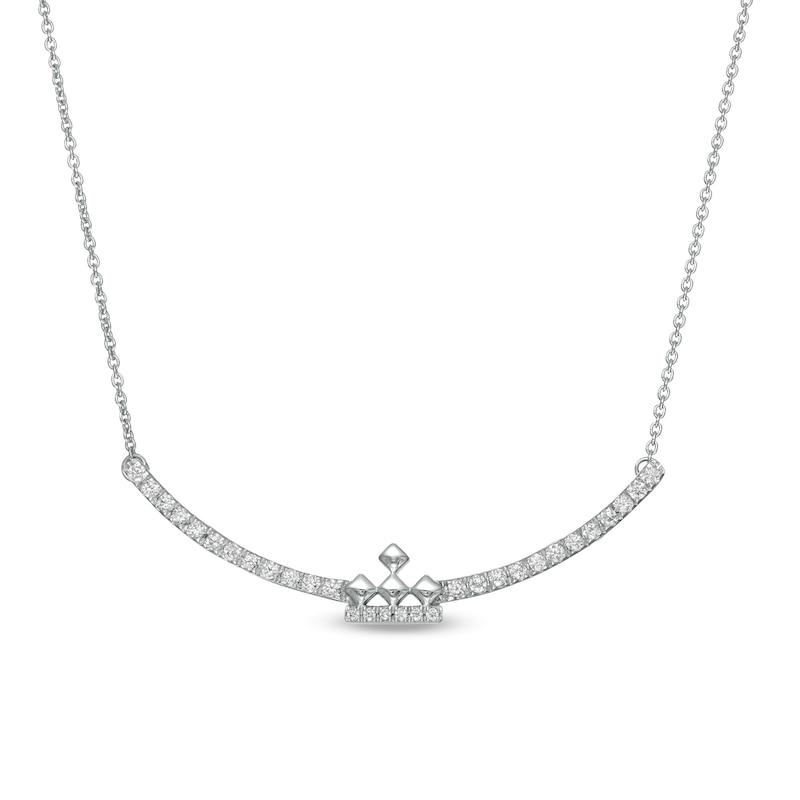 Peoples Private Collection 0.25 CT. T.W. Diamond Curved Bar Necklace in 10K White Gold