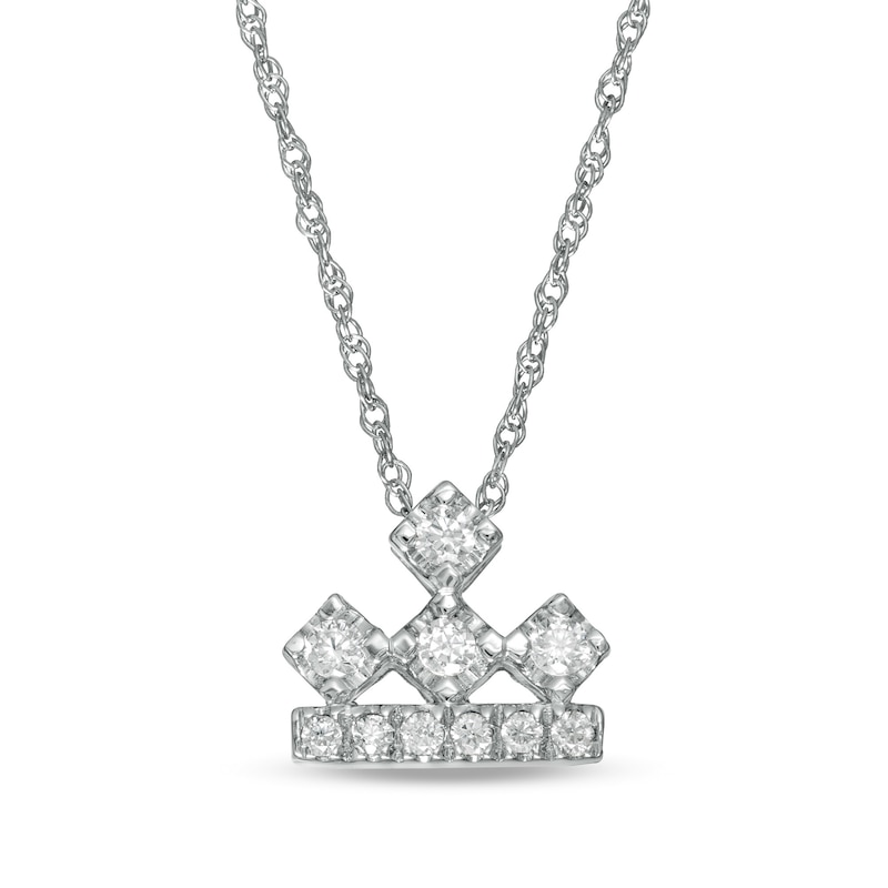 Peoples Private Collection 0.15 CT. T.W. Diamond Crown Pendant in 10K White Gold
