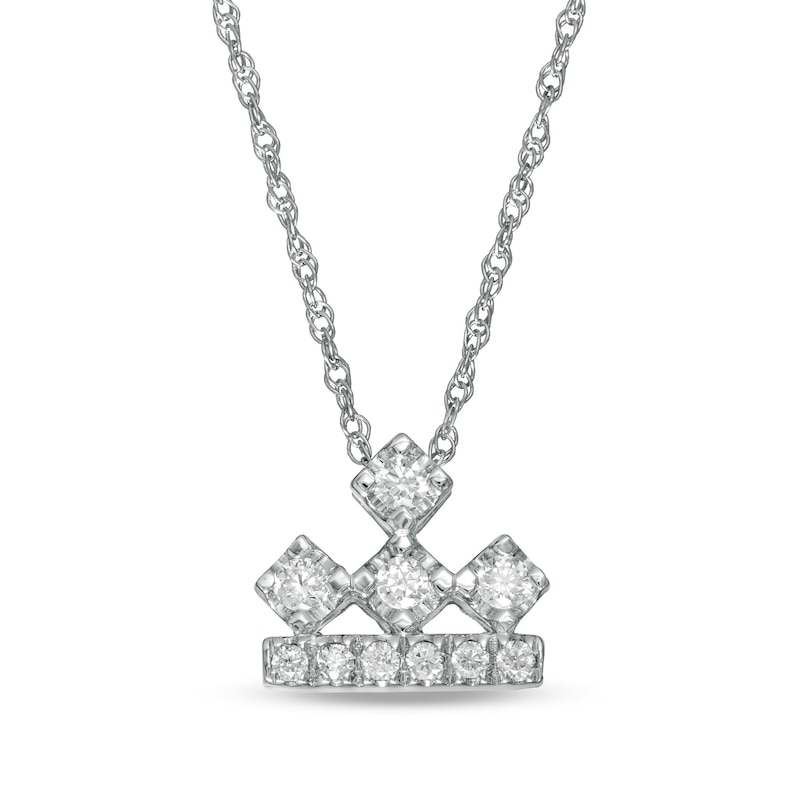 Main Image 1 of Peoples Private Collection 0.15 CT. T.W. Diamond Crown Pendant in 10K White Gold