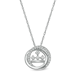 Peoples Private Collection 0.10 CT. T.W. Diamond Circle Swirl Pendant in 10K White Gold