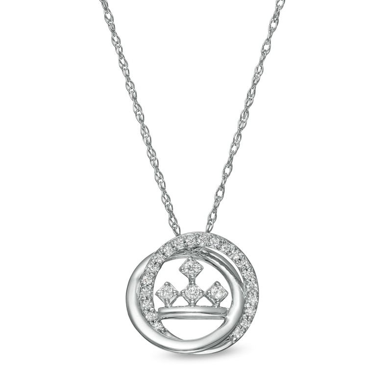 Peoples Private Collection 0.10 CT. T.W. Diamond Circle Swirl Pendant in 10K White Gold