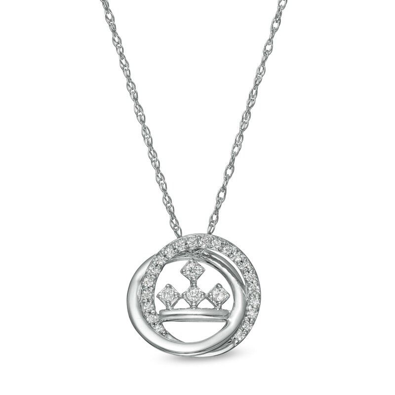 Main Image 1 of Peoples Private Collection 0.10 CT. T.W. Diamond Circle Swirl Pendant in 10K White Gold
