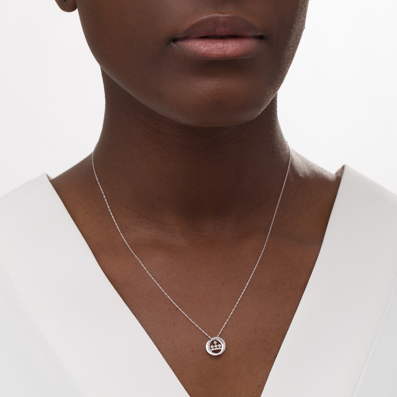 Main Image 2 of Peoples Private Collection 0.10 CT. T.W. Diamond Circle Swirl Pendant in 10K White Gold