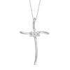 Thumbnail Image 0 of Peoples Private Collection 0.10 CT. T.W. Diamond Curved Cross Pendant in 10K White Gold