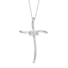 Thumbnail Image 1 of Peoples Private Collection 0.10 CT. T.W. Diamond Curved Cross Pendant in 10K White Gold