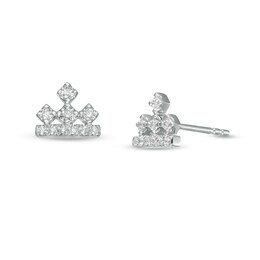 Peoples Private Collection 0.12 CT. T.W. Diamond Crown Stud Earrings in 10K White Gold