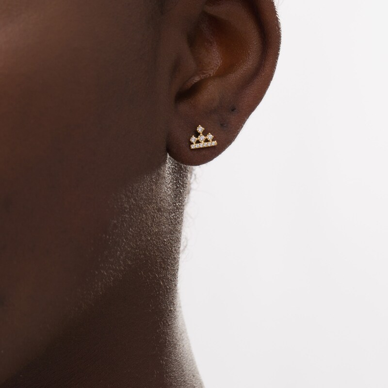Main Image 2 of Peoples Private Collection 0.12 CT. T.W. Diamond Crown Stud Earrings in 10K Gold