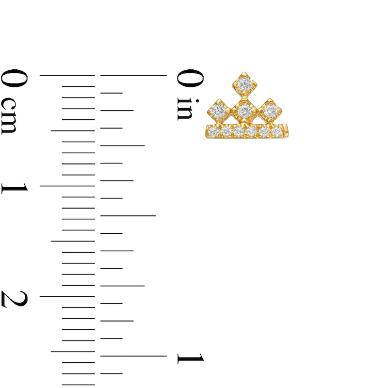 Main Image 3 of Peoples Private Collection 0.12 CT. T.W. Diamond Crown Stud Earrings in 10K Gold