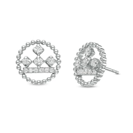 Peoples Private Collection 0.25 CT. T.W. Diamond Beaded Circle Stud Earrings in 10K White Gold