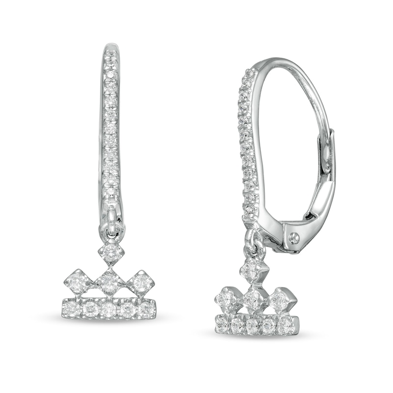 Peoples Private Collection 0.20 CT. T.W. Diamond Crown Drop Earrings in 10K White Gold