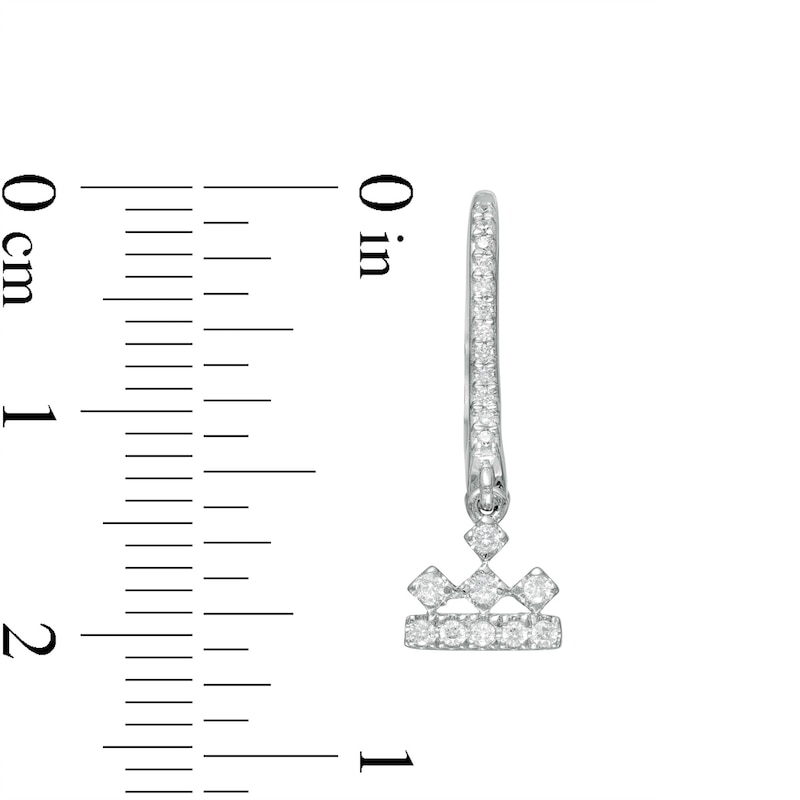 Main Image 3 of Peoples Private Collection 0.20 CT. T.W. Diamond Crown Drop Earrings in 10K White Gold