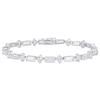 Thumbnail Image 1 of Baguette and Round White Lab-Created Sapphire Alternating Bracelet in Sterling Silver - 7.25"