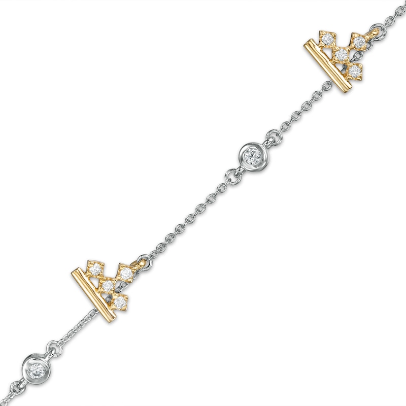 Peoples Private Collection 0.33 CT. T.W. Diamond Station Alternating Crown Bracelet in 10K Two-Tone Gold - 7.25"|Peoples Jewellers