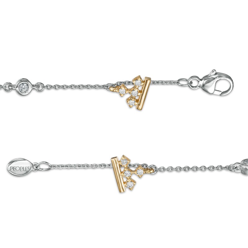 Main Image 3 of Peoples Private Collection 0.33 CT. T.W. Diamond Station Alternating Crown Bracelet in 10K Two-Tone Gold - 7.25"