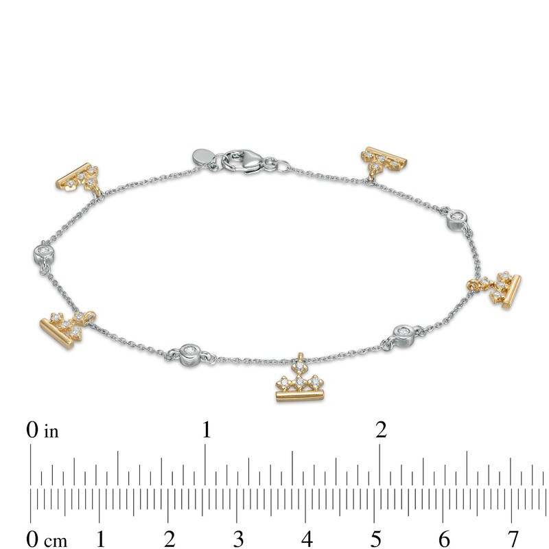 Main Image 4 of Peoples Private Collection 0.33 CT. T.W. Diamond Station Alternating Crown Bracelet in 10K Two-Tone Gold - 7.25"