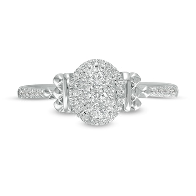 Peoples Private Collection 0.20 CT. T.W. Composite Diamond Oval-Shaped Frame Ring in 10K White Gold
