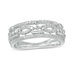 Peoples Private Collection 0.25 CT. T.W. Diamond Crown Art Deco Ring in 10K White Gold