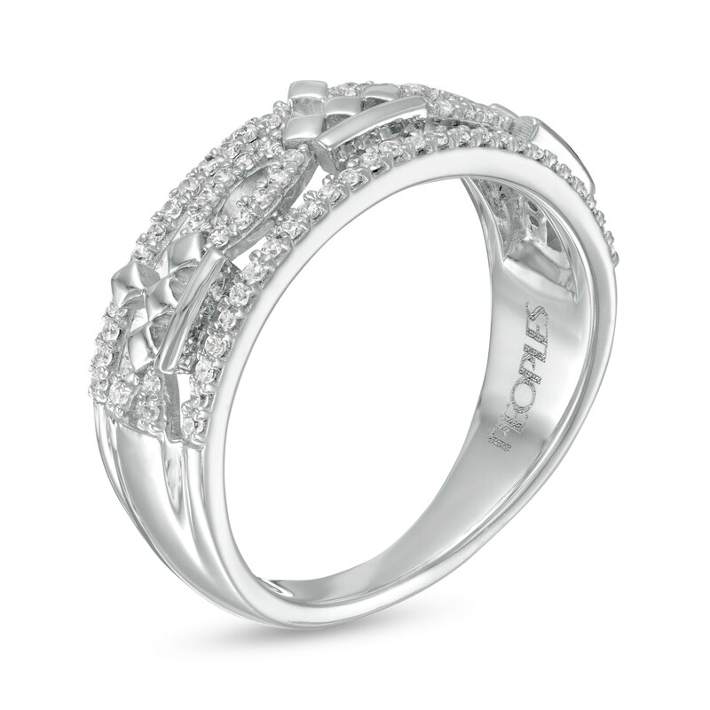 Main Image 3 of Peoples Private Collection 0.25 CT. T.W. Diamond Crown Art Deco Ring in 10K White Gold