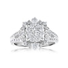 Thumbnail Image 0 of 1.50 CT. T.W. Multi-Diamond Floral Frame Split Shank Engagement Ring in 14K White Gold