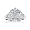 1.50 CT. T.W. Multi-Diamond Floral Frame Split Shank Engagement Ring in 14K White Gold
