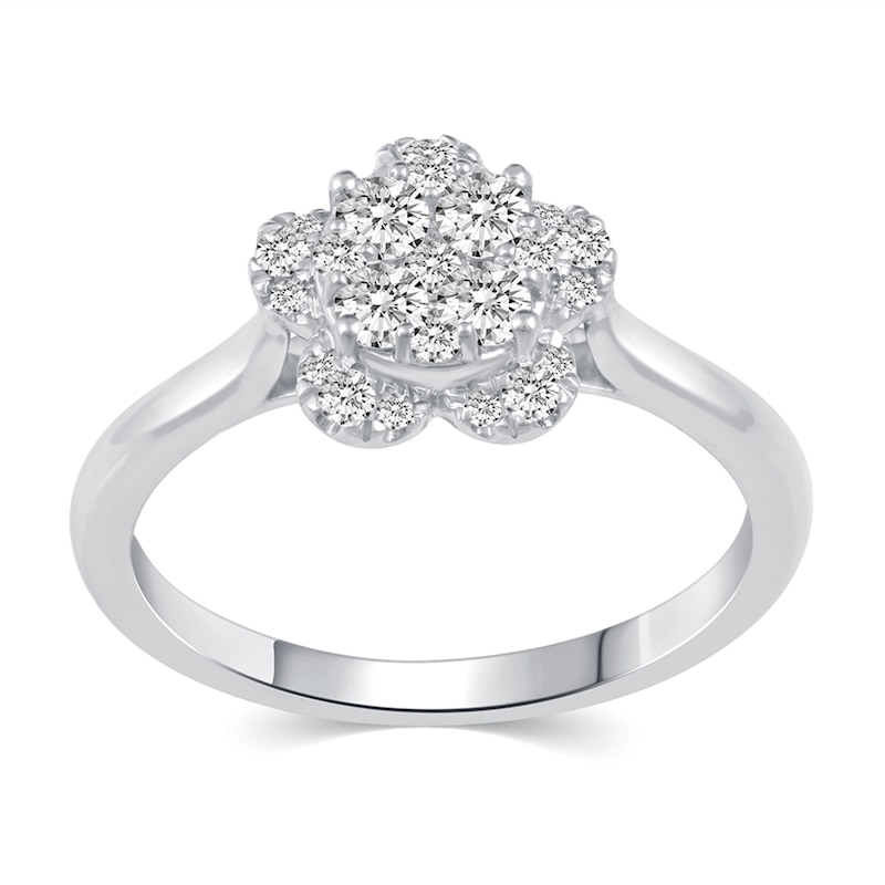 0.50 CT. T.W. Multi-Diamond Flower Ring in 14K White Gold