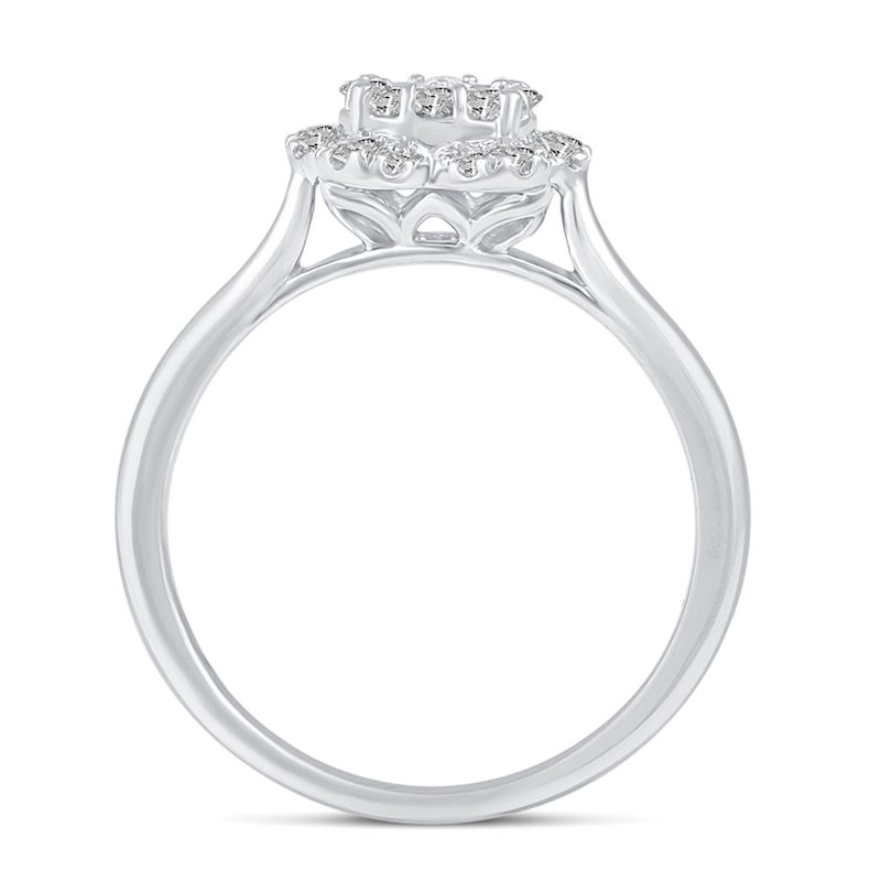 0.50 CT. T.W. Multi-Diamond Flower Ring in 14K White Gold