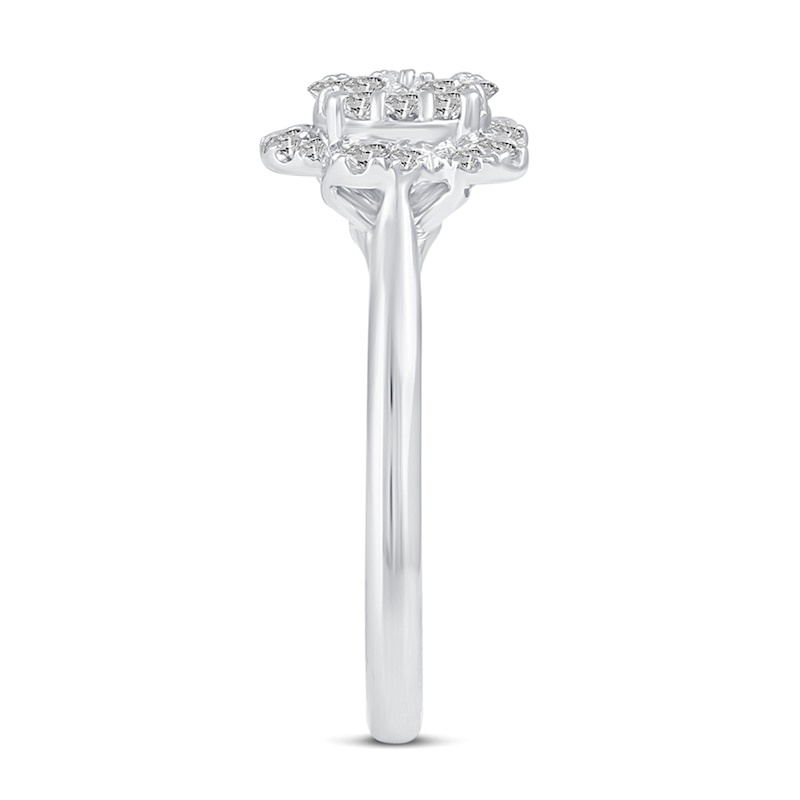 0.50 CT. T.W. Multi-Diamond Flower Ring in 14K White Gold