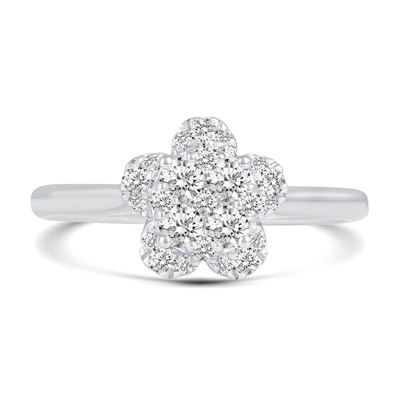 0.50 CT. T.W. Multi-Diamond Flower Ring in 14K White Gold