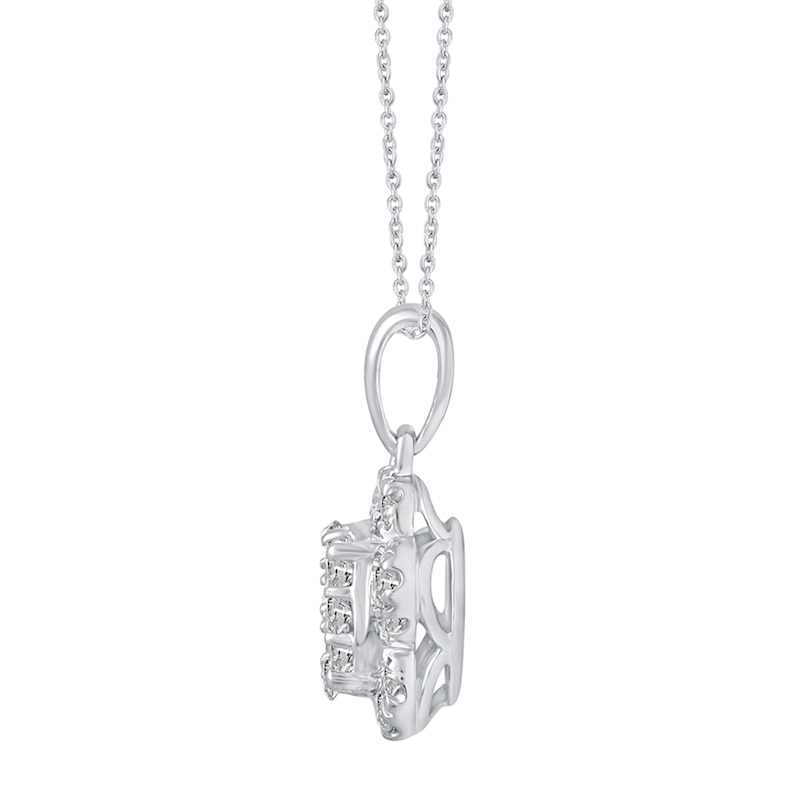 0.50 CT. T.W. Multi-Diamond Flower Pendant in 14K White Gold