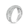 Thumbnail Image 2 of 0.45 CT. T.W. Baguette and Round Diamond Crossover Anniversary Band in 10K White Gold