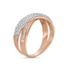 Thumbnail Image 2 of 0.45 CT. T.W. Baguette and Round Diamond Crossover Anniversary Band in 10K Rose Gold