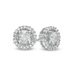 0.37 CT. T.W. Diamond Frame Stud Earrings in 10K White Gold