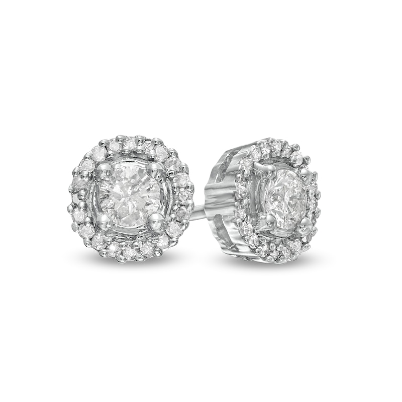 0.37 CT. T.W. Diamond Frame Stud Earrings in 10K White Gold|Peoples Jewellers