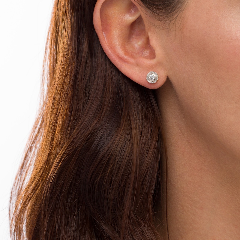 Main Image 2 of 0.37 CT. T.W. Diamond Frame Stud Earrings in 10K Gold