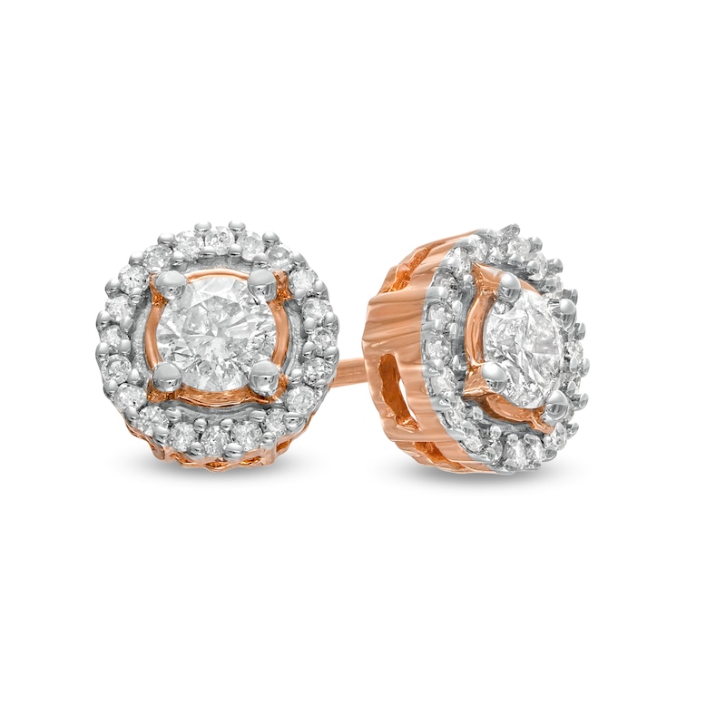 0.37 CT. T.W. Diamond Frame Stud Earrings in 10K Rose Gold|Peoples Jewellers