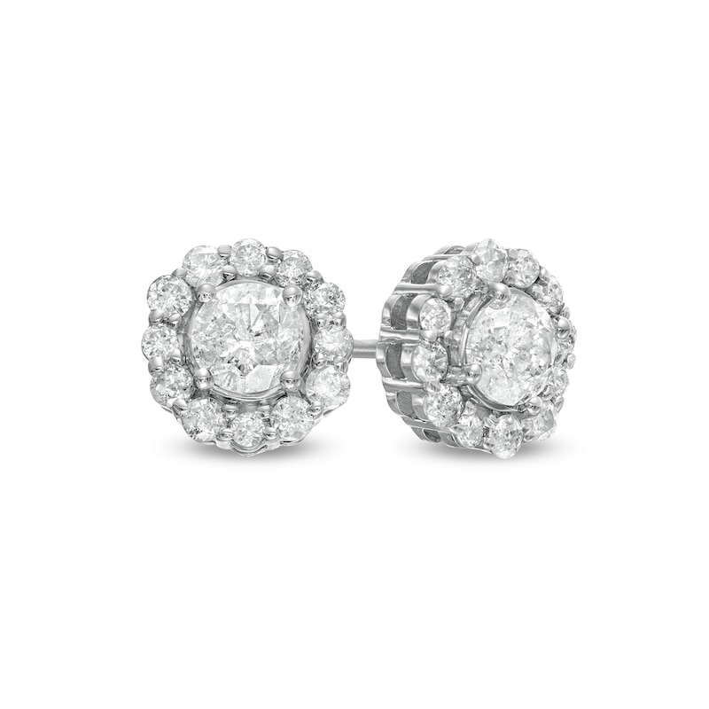 0.83 CT. T.W. Diamond Frame Stud Earrings in 10K White Gold|Peoples Jewellers