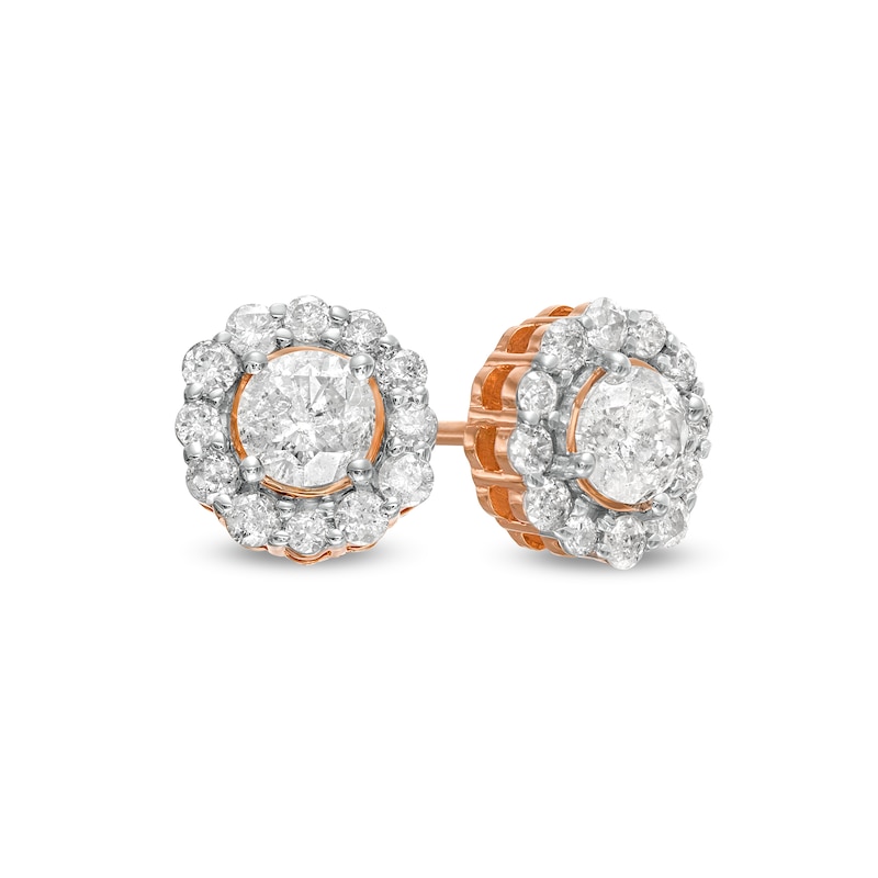 0.83 CT. T.W. Diamond Frame Stud Earrings in 10K Rose Gold|Peoples Jewellers