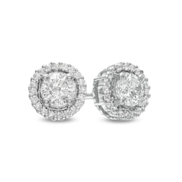 0.37 CT. T.W. Diamond Frame Stud Earrings in 10K White Gold