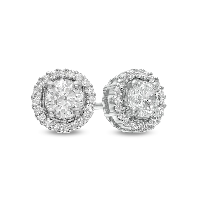 0.37 CT. T.W. Diamond Frame Stud Earrings in 10K White Gold