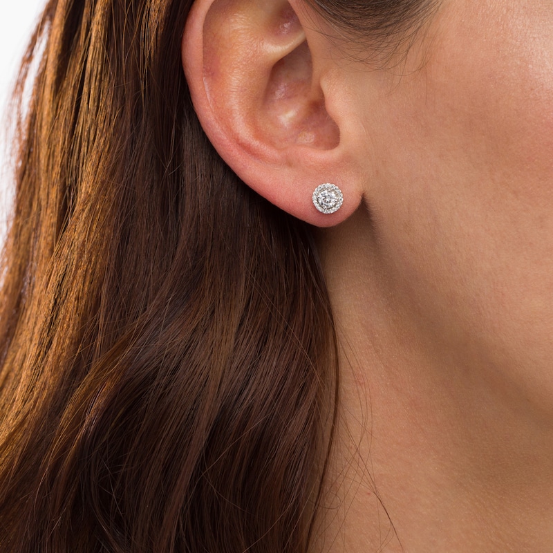 0.37 CT. T.W. Diamond Frame Stud Earrings in 10K White Gold